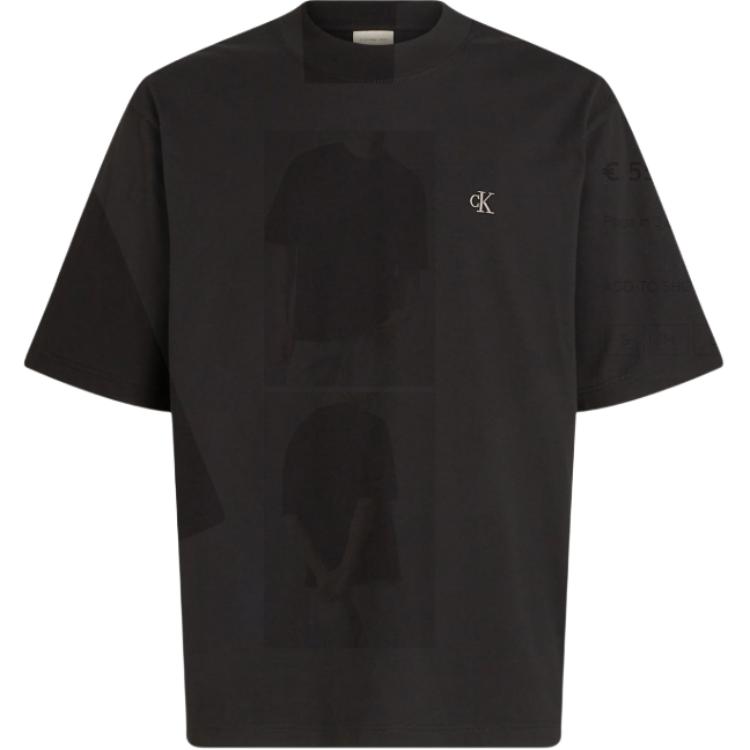 Calvin Klein Round Neck Loose Fit Embroidered Short Sleeve T-Shirt Men Tops Black J30J326458-BEH