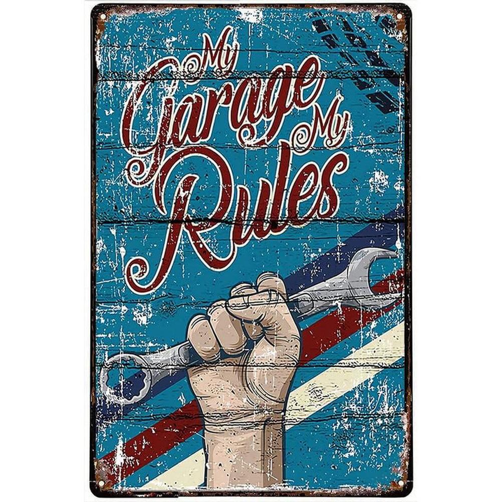 My Garage My Rules Metal Tin Signs Vintage Posters Plate Wall Decor for Garage Repair Shop Bars Cafe Clubs Pubs Retro Decoration