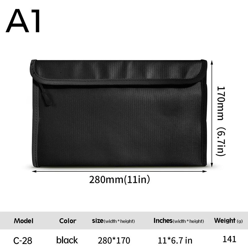 Fireproof Waterproof Document Bag with Zipper Closure for Passport Money Certificates Portable Multi Functional Storage Pouch