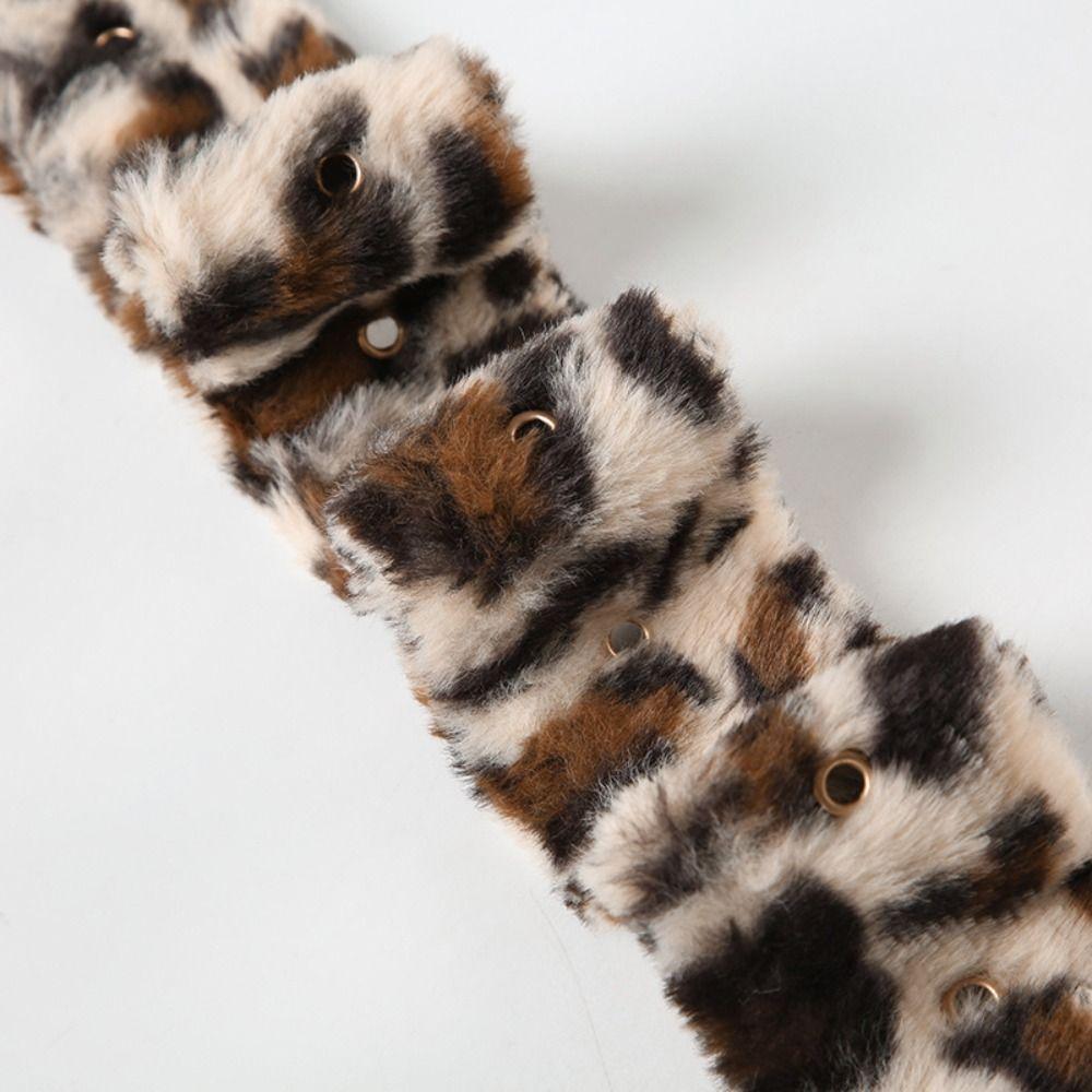 Resin Buckle Leopard Print Plush Belt Furry Jazz Dance Costumes Accessory  Streetwear