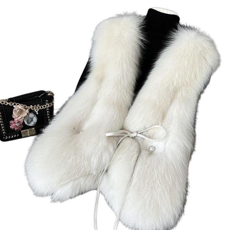Imitation fox fur vest women's autumn and winter Haining new fur vest fashionable light short splicing