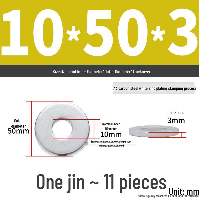 Extra Large Galvanized Metal Flat Washer - Thickened Round Screw Washer M6-M16