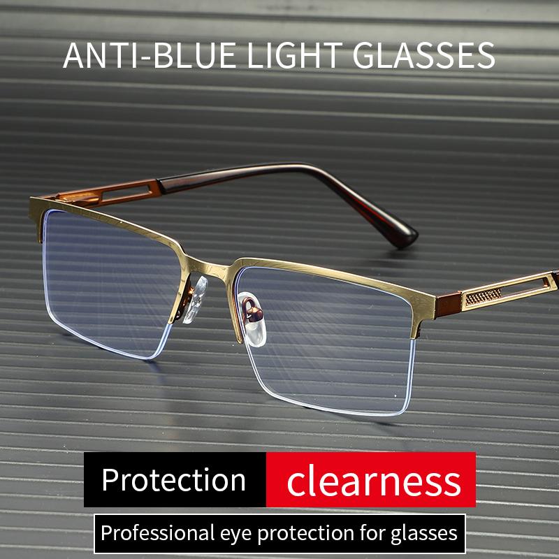 

Business Semi-Frame Engineering Fatigue Flat Light Glasses Office Anti-Blue Light Glasses Myopia Glasses Frame For Men 6006
