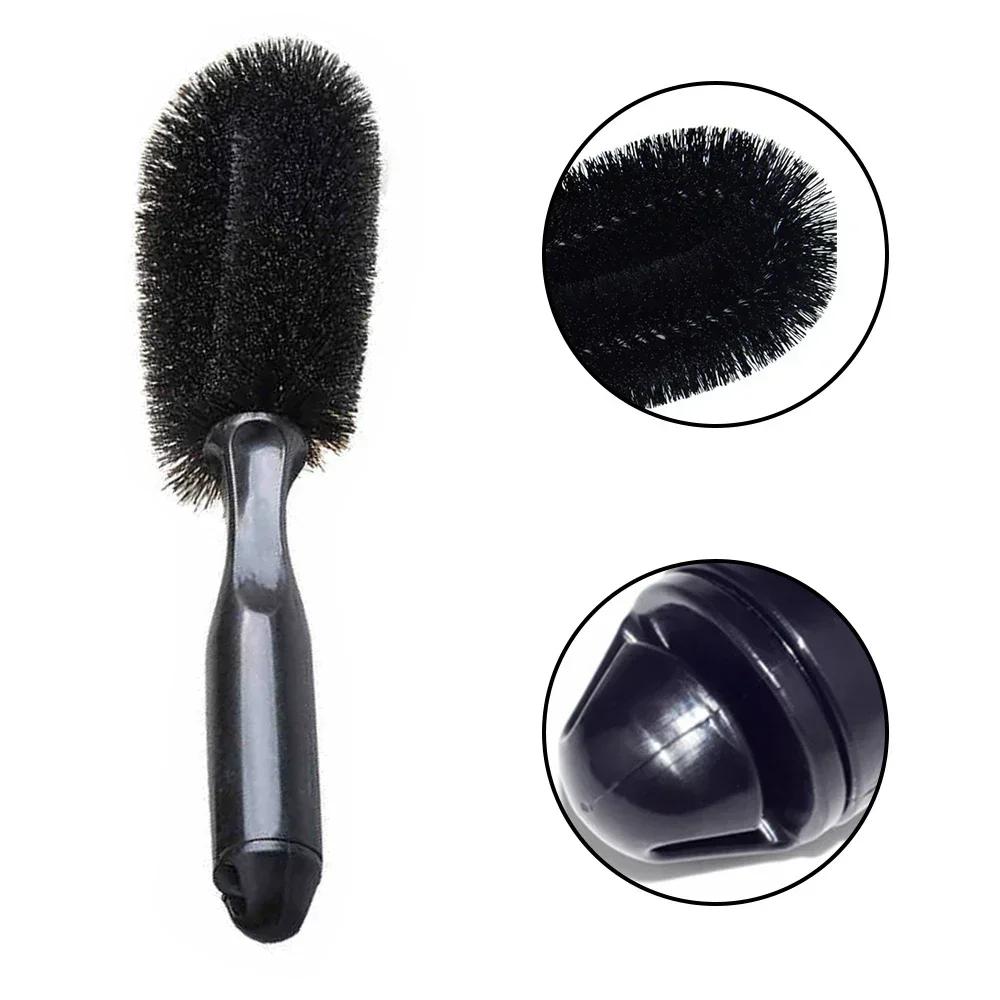 Simple Handle Car Wheel Brush Soft Bristle Tire Steel Ring Detail Cleaning Brush Car Washing Supplies Tool