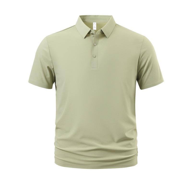 Men's Summer Ice Silk Seamless Lapel Polo - Solid Color Urban Business T-shirt for Dad or Office Wear