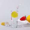 Juice Milk Drinking Butterfly Glass Straws Transparent Reusable Drinking Straw Washable Juice Drink Blender Stick
