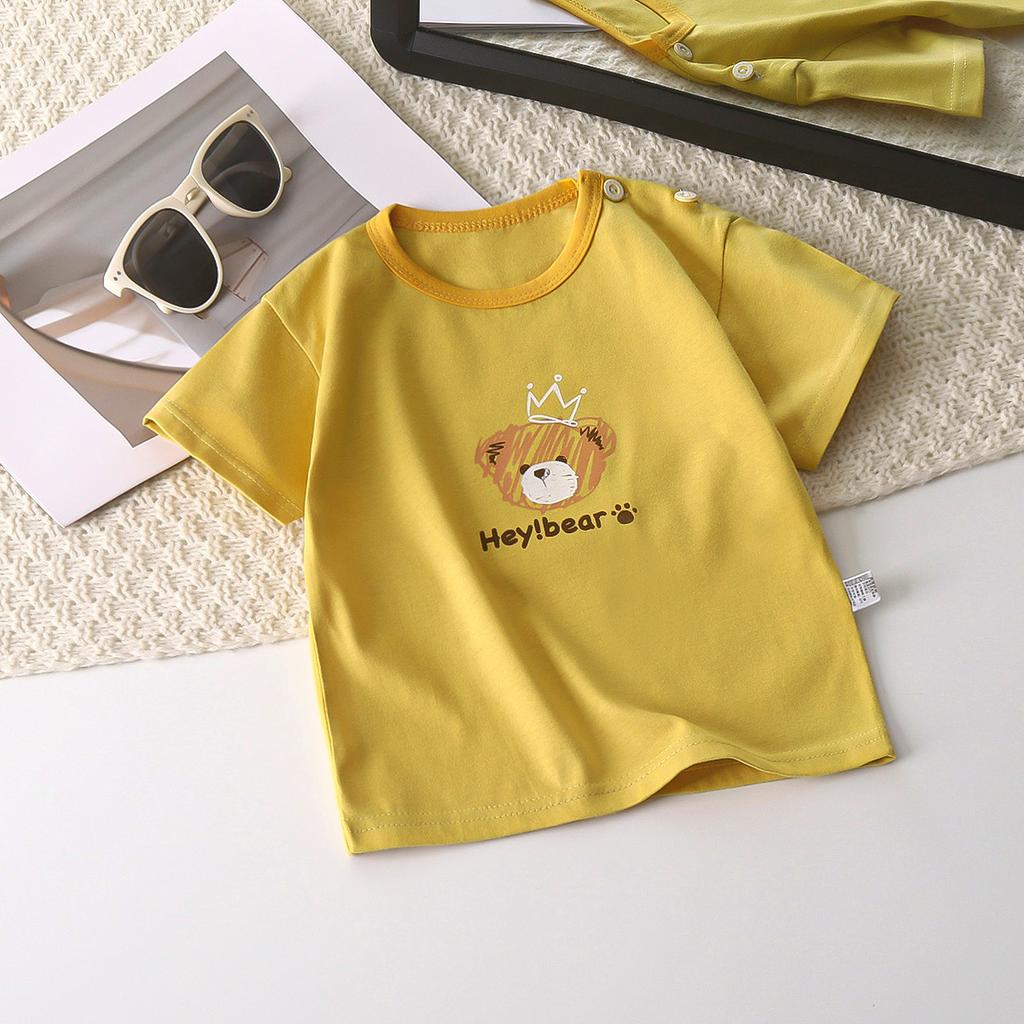 Kortärmad T-shirt för barn Bomull Sommar Babykläder Pojkars Tunn Stil Flickors Topp