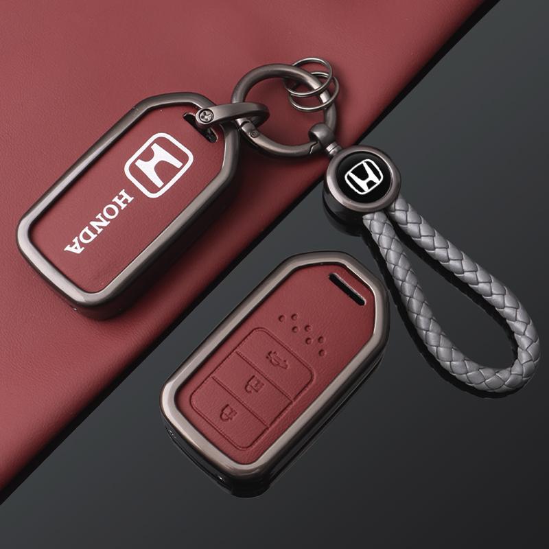 Zinc Alloy Leather Car Smart Key Case Cover Protector Shell Fob for Honda Vezel City Civic Jazz BRV BR-V HRV Keyless Accessories