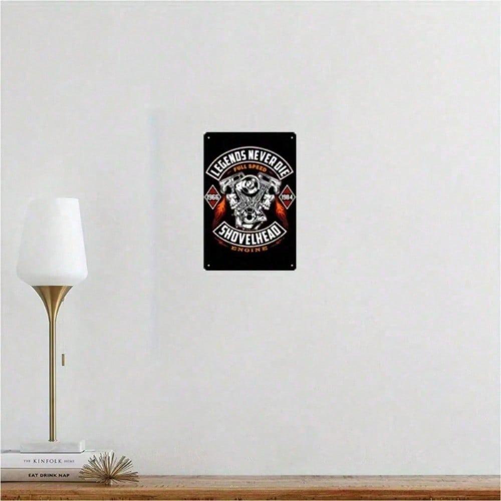 Shovelhead Legendz 1965 Metal Wall Art Red Flame Garage Decor Legends Never Die Sign