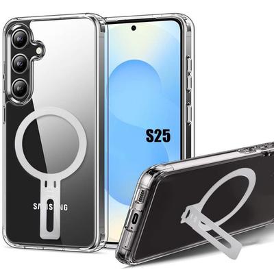 Protective Case - BOOLING - for Samsung Galaxy S25 - Shockproof Silicone - Transparent - Magnetic Support