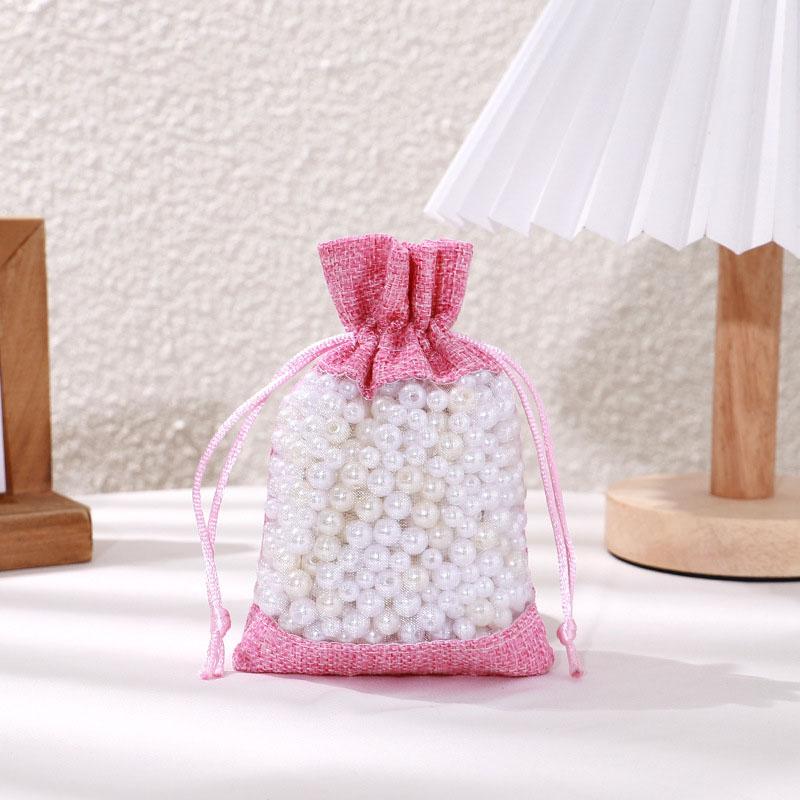 WTEMPO Clear Window Gift Bags Pearls Beads Jewelry Small Presents Packaging Drawstring Bags Perfect for Wedding Birthday Party Favors
