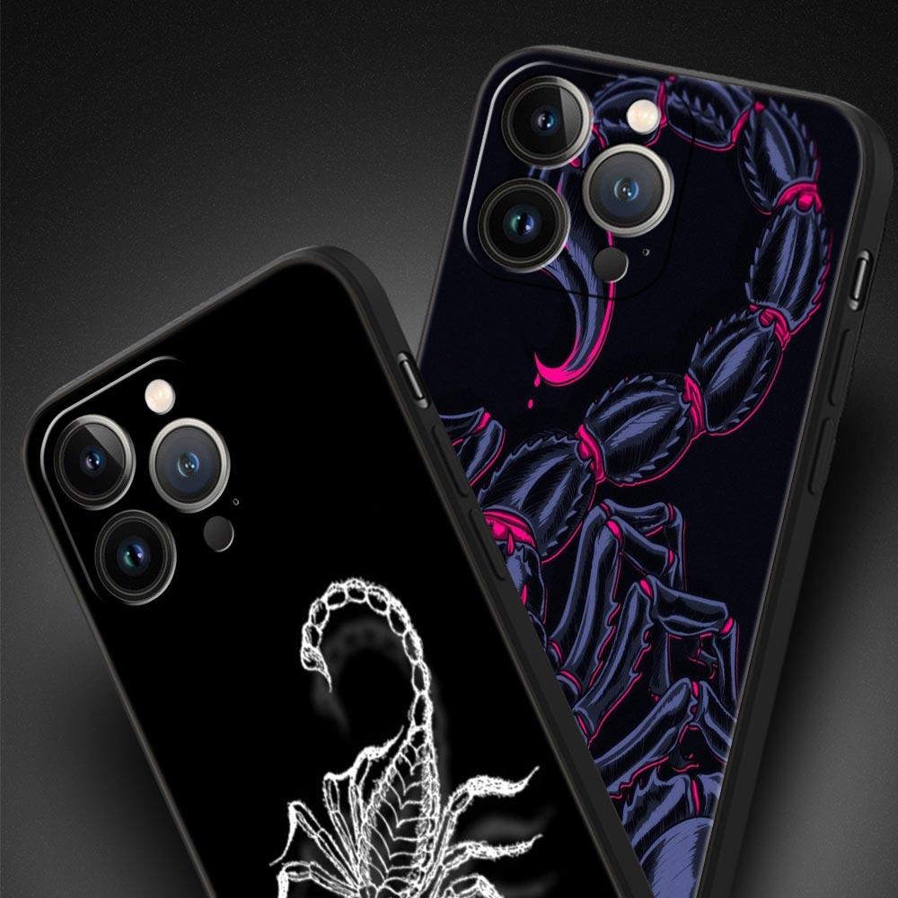 Cartoon Scorpion Phone Case For iPhone 17 16 15 Pro Max 11 12 13 14 7 8 Plus SE 2020 X XR XS Cover Soft Black
