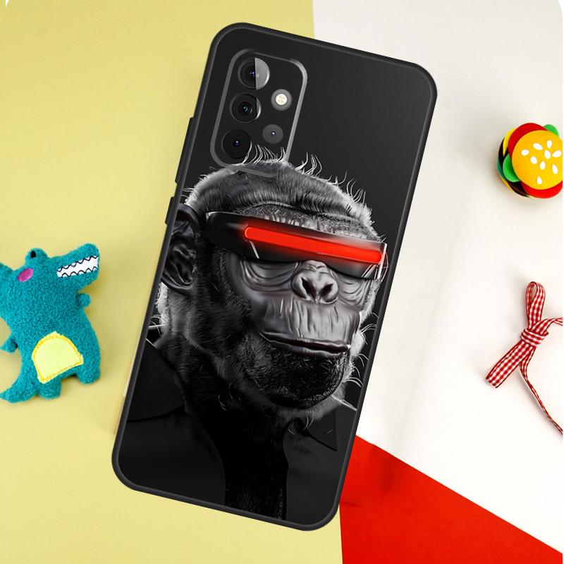 Lustiger Denkender Affe Mit Kopfhörerhülle Für Samsung Galaxy A54 A34 A24 A14 A12 A22 A32 A42 A52 A72 A52S A51 A71 A13 A53 Hülle