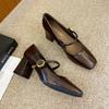 G6850-202 black single shoes women's 2025 new spring and summer thick heel French Mary Jane women's shoes with skirt