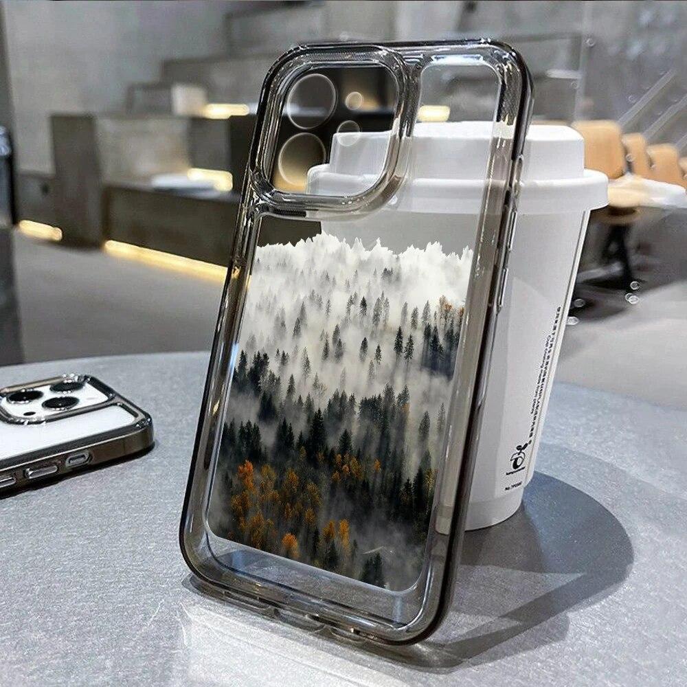 Mountain Forest Cloud Clear Phone Case For iPhone 13 Pro Max Case For iPhone 11 14 Pro Max XS 12 Pro Max X XR 7 8 SE2 SE 3 Cover