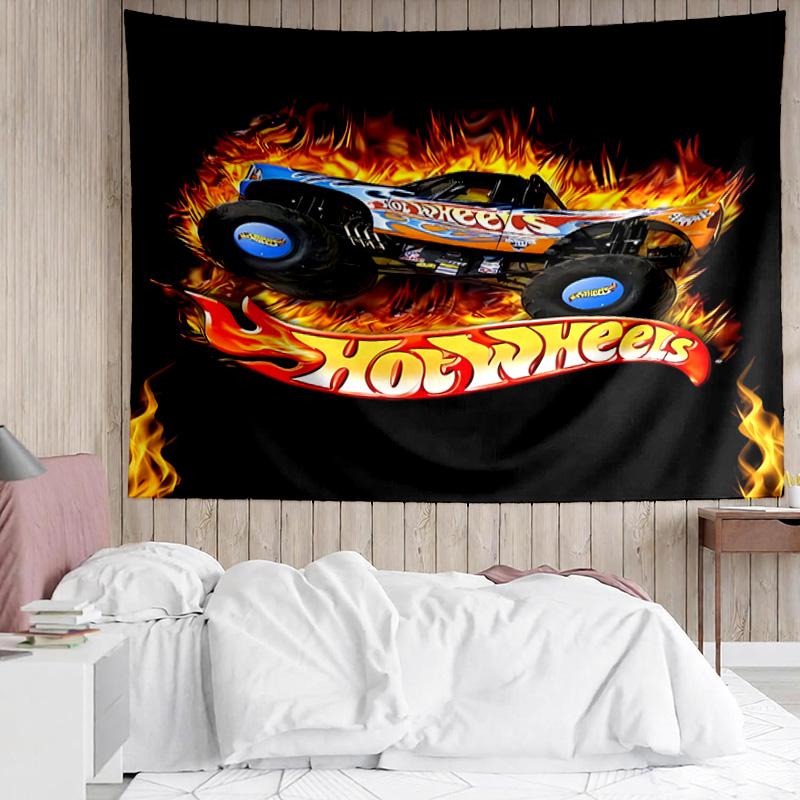 Hot Wheels logo Tapestry for Bedroom Aesthetic Classroom Tapestries Wall Hanging for Living Room Dorm Office,Ideal Creative Gift