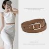 Trendy New Thin Belt for Women Fashionable and Versatile Dress Decorative Trousers Leather Hand Sewing Needle Buckle Belt