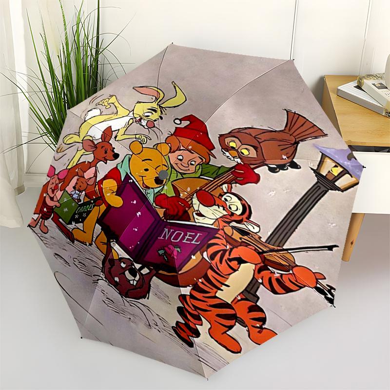 

Winnie and friends Themed Travel Umbrella-8 Ribs Automatic Opening and Closing, Portable Folding Design, Compact and Stylish Umbrella Suitab