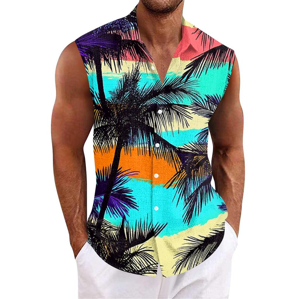 Herrskjorta med Hawaii-mönster och knappar