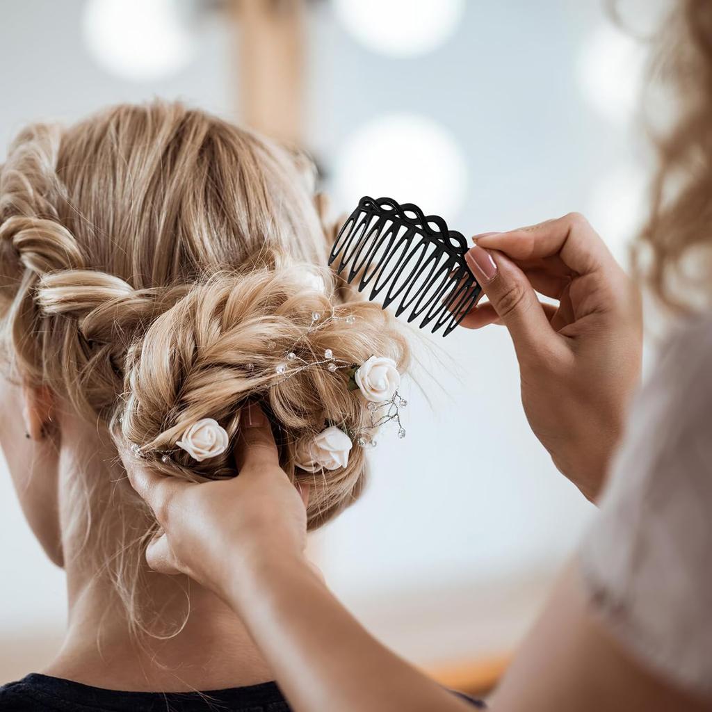 6 Pcs French Hair Combs for Women – Black & White Resin Hair Combs, Decorative Side Combs for Twists, Updos, and Styling Accessories