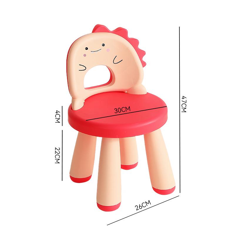 Dragon Dinosaur Backrest Kids' Chair - Thickened Plastic Cartoon Stool