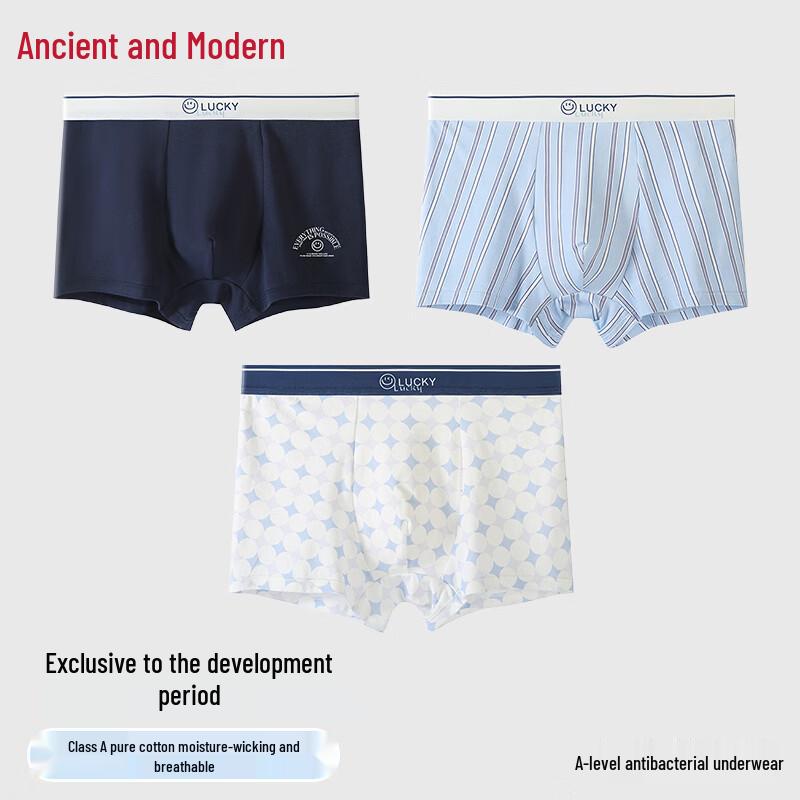

GUJIN 3-Pack Teen Boys Pure Cotton Boxer Briefs L (Suggested 100-120 lbs)