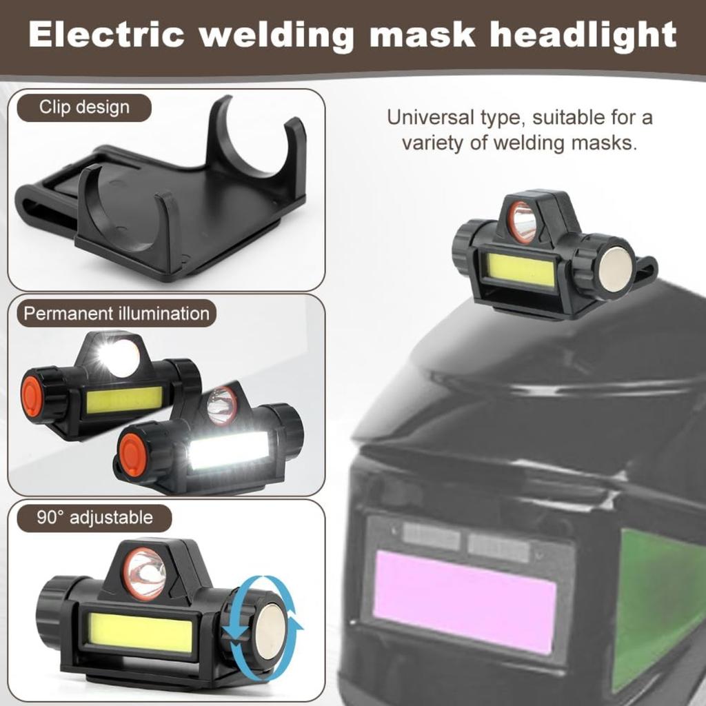 2 Pcs Welding Helmet Cover and Helmet Bib Set, Heat Resistant Welding Cap Extended Headcover with Headlight, Hood Accessories for Full Welding-Neck