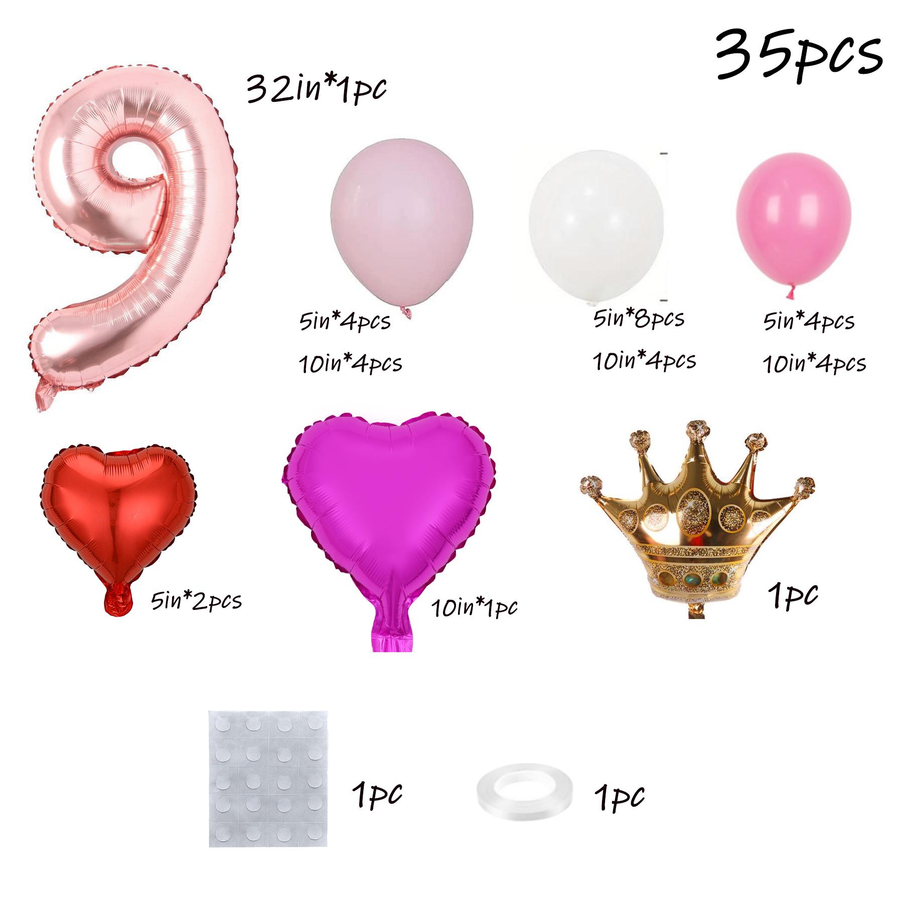

Розовые воздушные шары в форме сердца, набор номеров, воздушные шары из алюминиевой фольги, детские украшения для дня рождения, детского душа Number 9