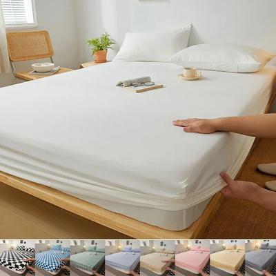 Sábana Bajera Ajustable de Algodón con Banda Elástica Antideslizante Ajustable Cubrecolchón Adecuado para Cama King Size Ropa de Cama Sábanas para Cama