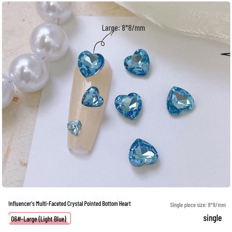 Heart Rhinestone Nail Art Accessories: Super Shiny Crystal Glass In Iridescent Peach, Small & Large Sizes