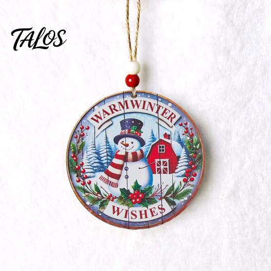 Wood Seasonal Ornaments Wooden Christmas Hanging Decoration, Rustic Santa Claus Snowman Gnome Red Truck Decorations Ornament, Window Wall Decor