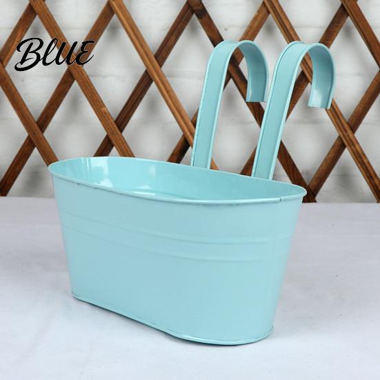 Metal Flower Pots with Hooks Hanging Planter Pot Drainage Holes Detachable Hooks Balcony Railing Planter Boxes Plant for Garden Fence Indoor