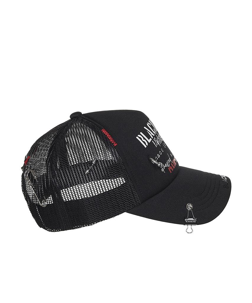 BLACKBLOND Vividi Vintage Clash Piercing Trucker Mesh Cap Dark Version (Black)