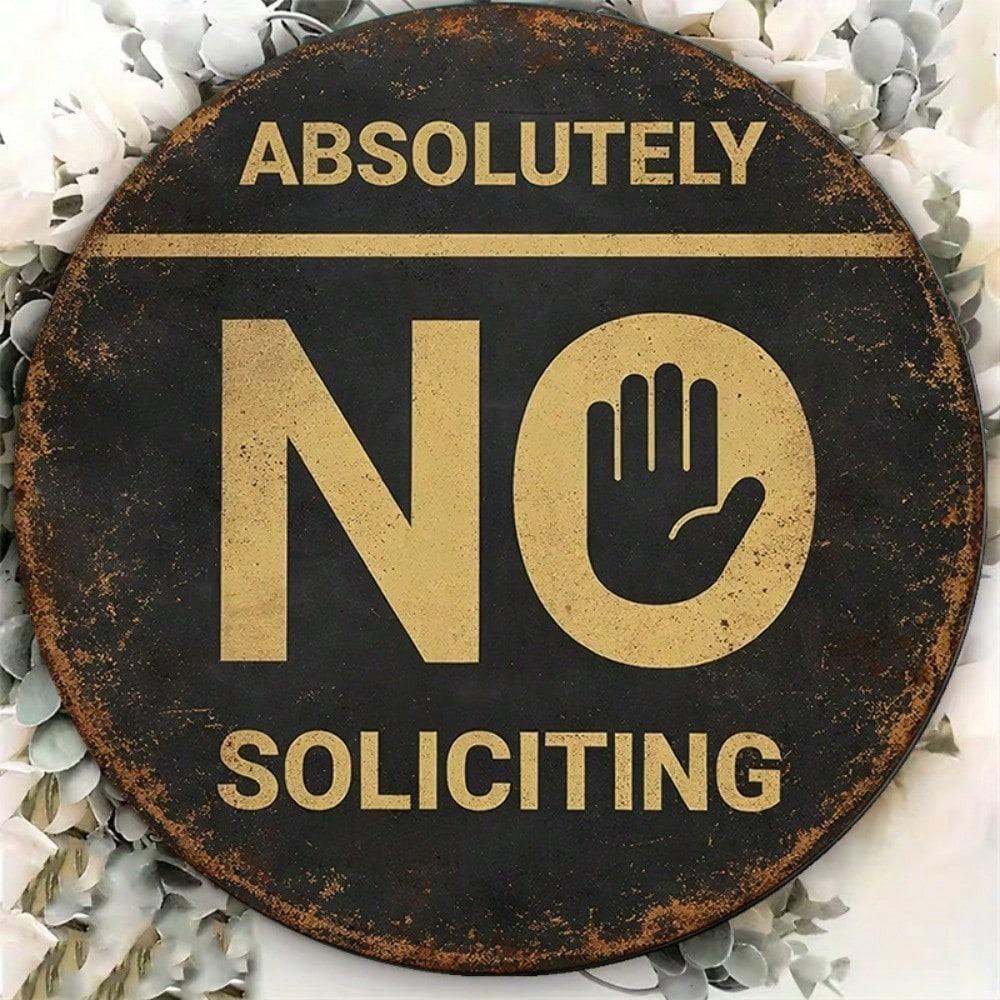 1pc 8x8in Vintage Round No Soliciting Sign Decorative Do Not Disturb Plaque for Home Office Store Gift