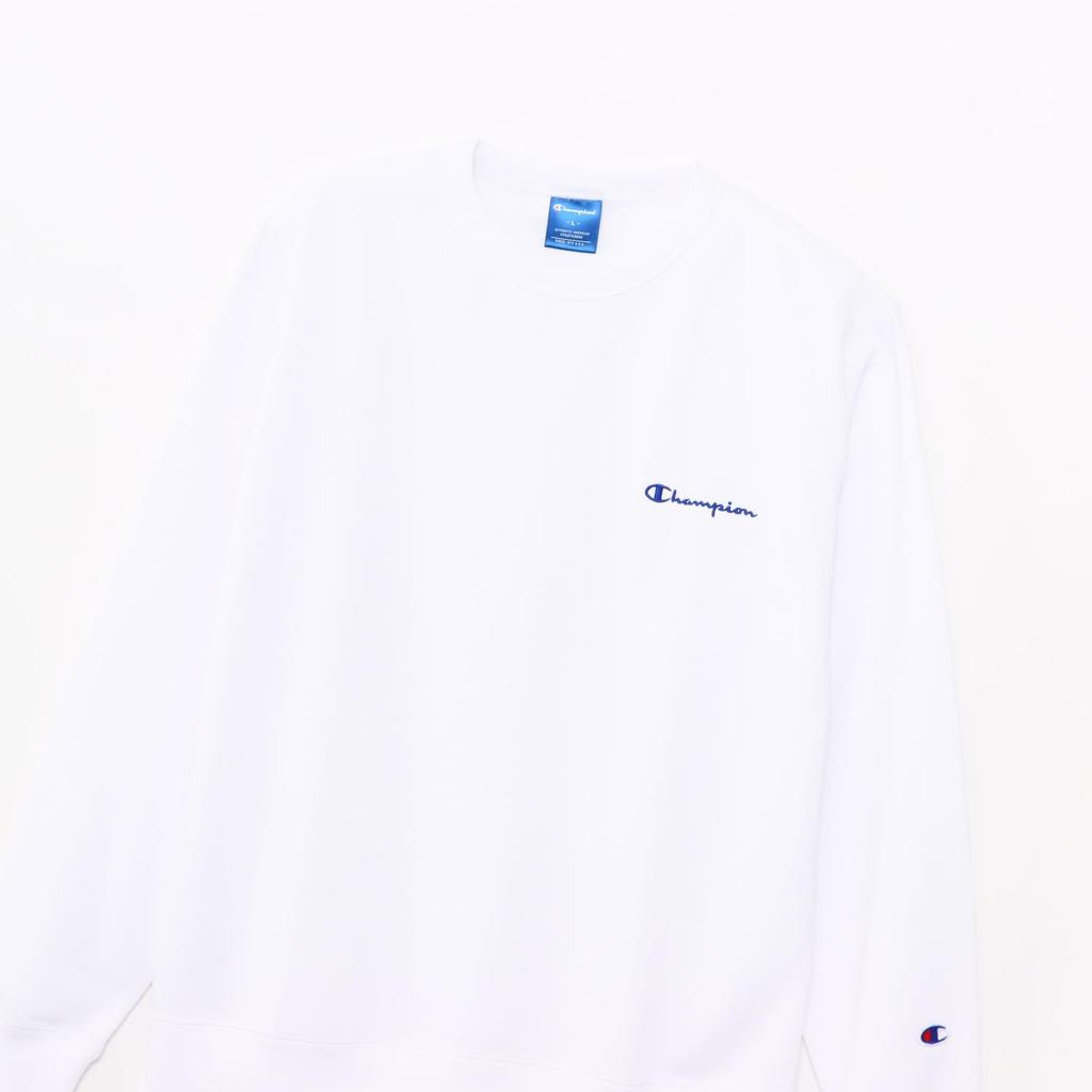 Long Script Crew Neck L [Champion] Sweatshirt, Sleeve, Fleece, Embroidery, Logo, Sweatshirt, Men's Sports, C3-YS050Z, White,