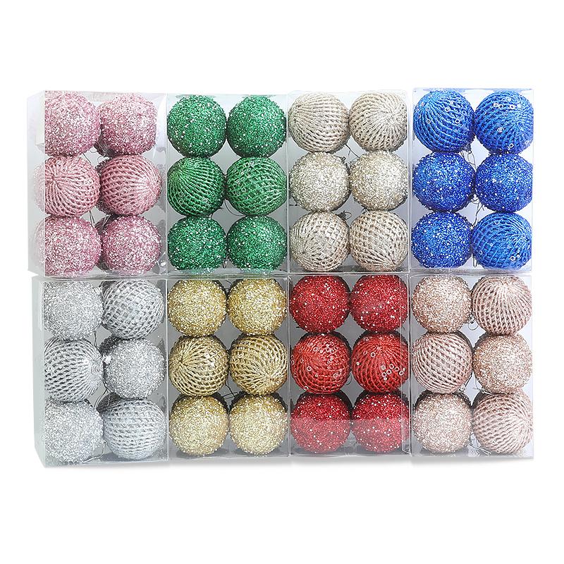 12Pcs 8cm Big Christmas Tree Balls Ornament Glitter White Red Xmas Tree Hanging Pendant Decoration For Home 2025 New Year Gift