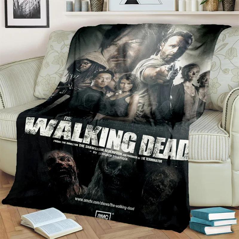 Cobertor 3D Horror TV The Walking Dead TWD, cobertor macio para casa, quarto, cama, sofá, piquenique, viagem, escritório, cobertor, crianças