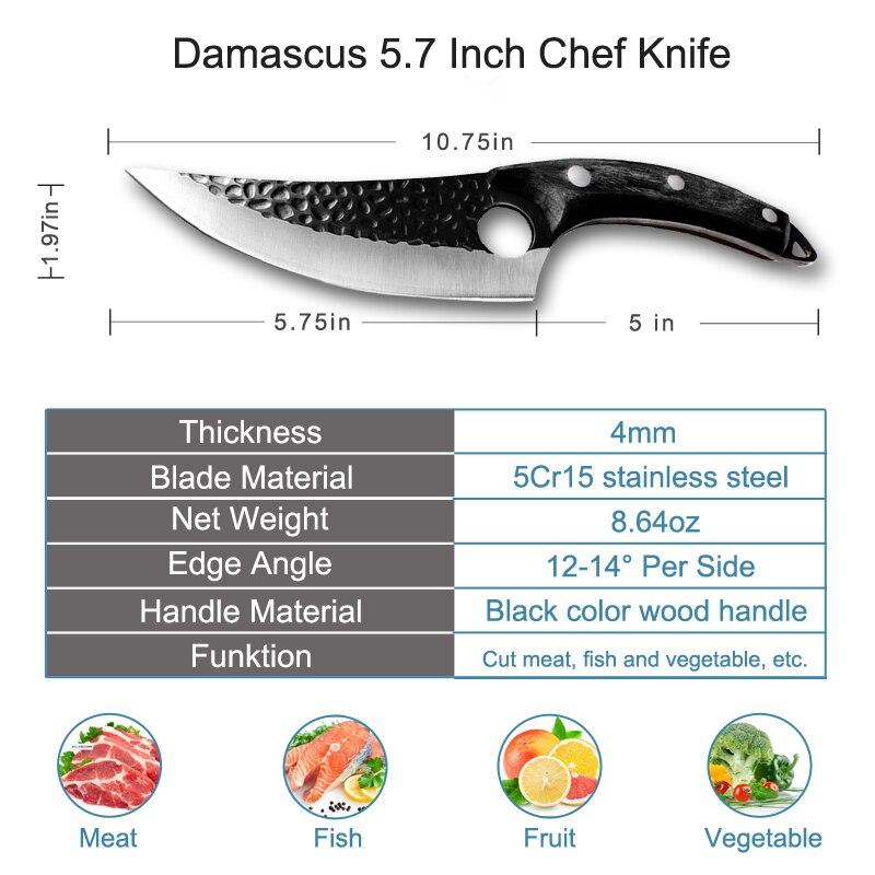 Cuțit de măcelar de 5,5 inci Cuțit de dezosat forjat Cuțit de bucătar Cuțit de bucătărie din oțel inoxidabil