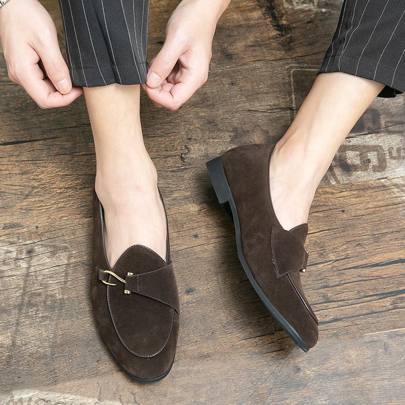 Men’s Loafers Dress Shoes Brown Suede Shoes Men Black Retro Formal Shoes Tuxedo Wedding Blazers Saddle Shoes Over Sized