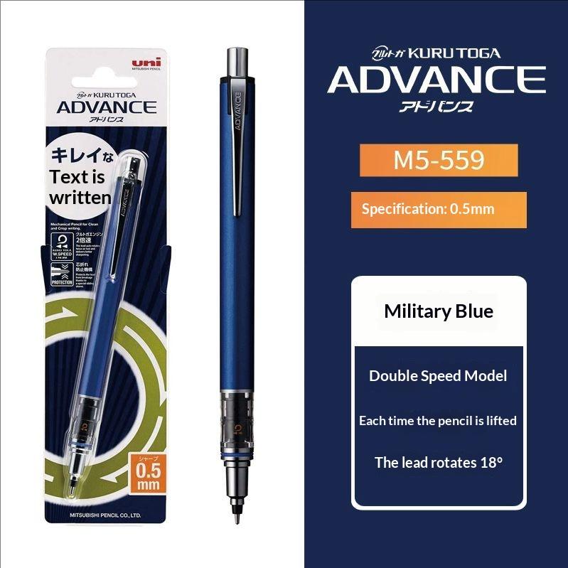 Uni Kuru Toga Advance Upgrade Druckbleistift, M5-559 0,3/0,5/0,7mm Mehrere Minenstärken Doppelgeschwindigkeits-Rotation Bruchfeste Minen Bleistifte