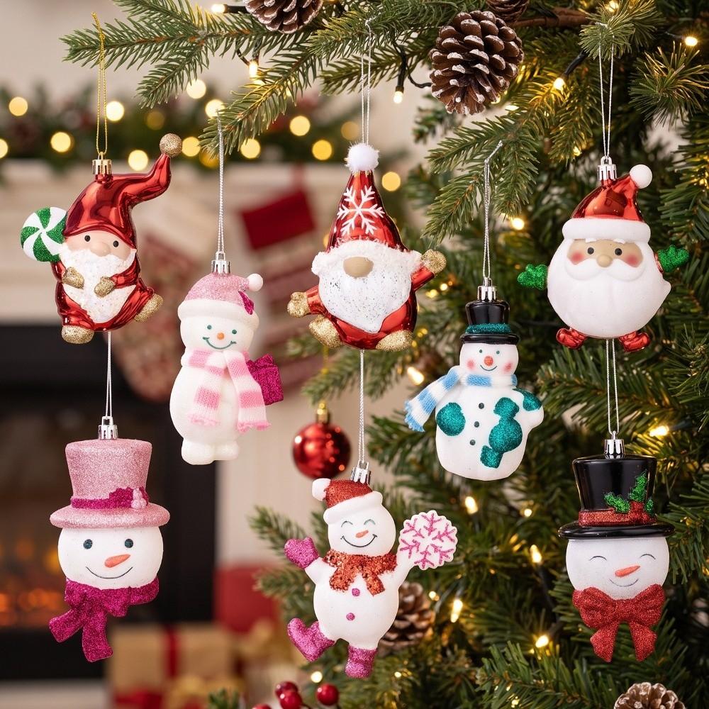 Snowman Santa Claus Snowman Pendant Plastic Delicate Christmas Hanging Electroplating Glitter Powder Shiny Xmas Ornaments