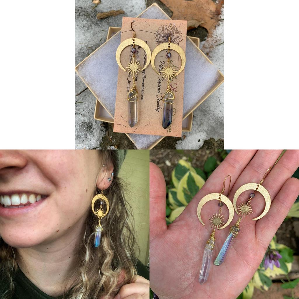 Moon And Star Quartz Earrings Alloy Fashion Jewelry For Women And Men