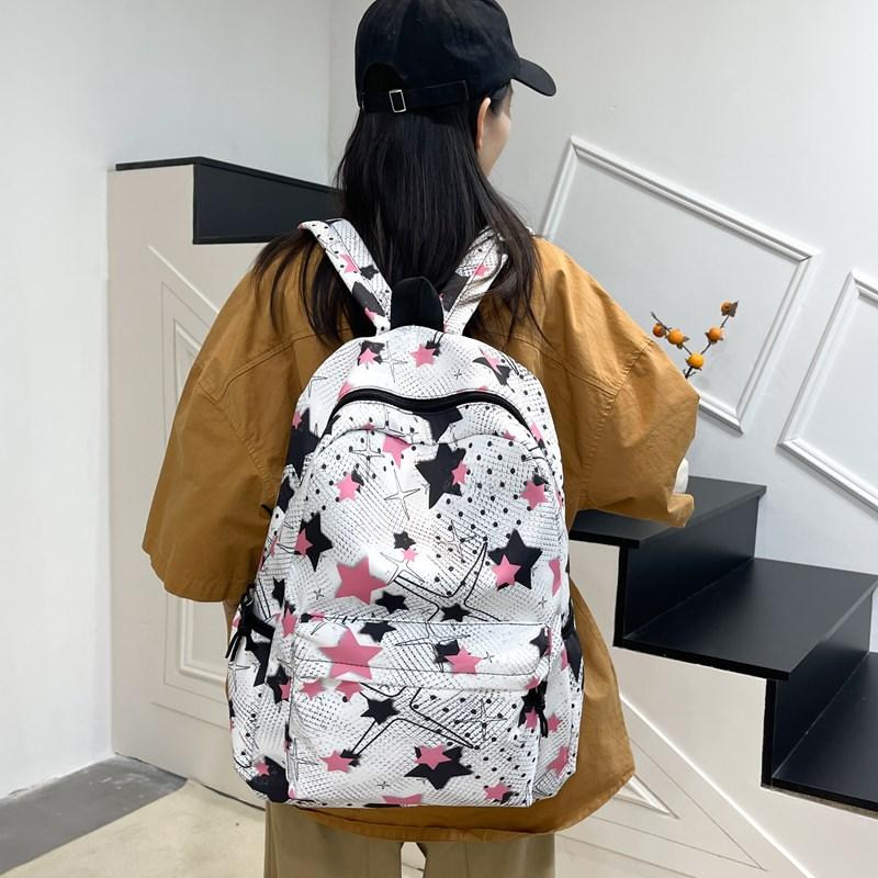Schulrucksack für Studenten mit Sternenprint, Batik-Rucksack, große Kapazität, Graffiti-Campus-Rucksack