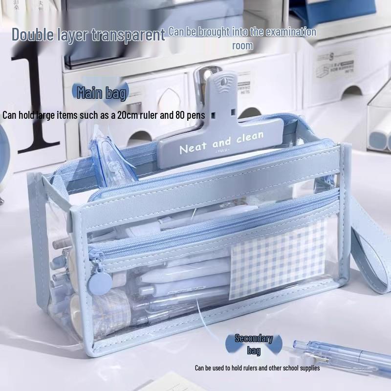 High-Capacity Transparent Pencil Case for Exams, Multipurpose Makeup Bag, Convenient Stationery Organizer