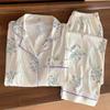 Spring and Autumn New Women's Garden Flowers Pajamas Girls Long-Sleeved Thin Section of Simple High-Level Sense of Suit Homewear