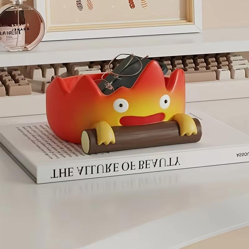 Cartoon Fire Character Resin Storage Tray Anime Key Holder Desktop Decor Organizer Creative Catchall Tray Christmas Halloween Housewarming Gift