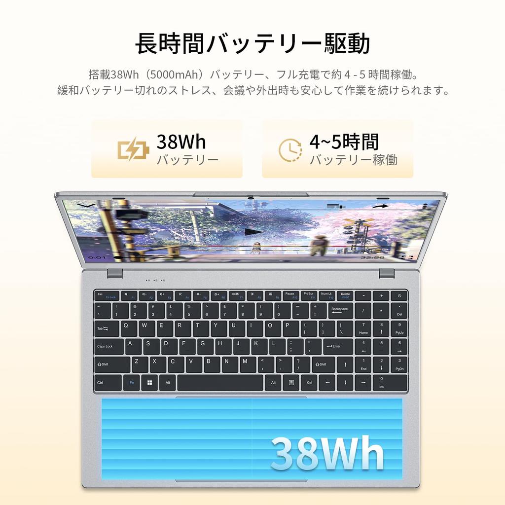 UOWAMOU FHD IPS Laptop with Pentium Gold 6500Y 2x USB 1x USB WiFi Slim and Lightweight Quiet Japanese Keyboard Silver 15.6-inch Processor, 16GB+240GB