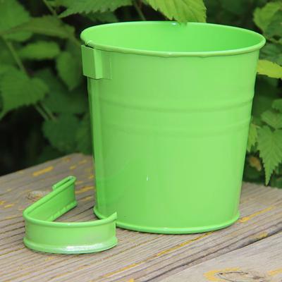 Blumentopf, abnehmbarer Metall-Eisen-Eimer-Form-Wandbehang-Übertopf mit Haken, Heimdekoration