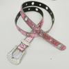 Women's Sparkly Punk Waist Belt Rhinestone Studded Glitter Crystal Buckle 1Pcs for Club Rave Events