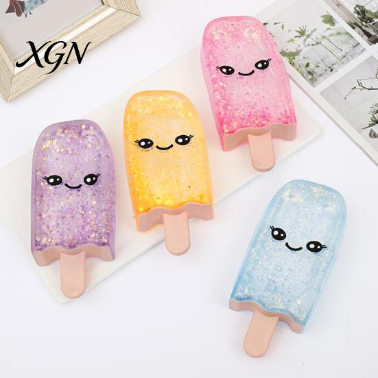 Ice Stick Fidget Toy 1/4Pcs Stress Relief Smiling Cream Squeeze Slow Soft Rising Clear Glitter Decompression Relaxation Tool Gadget